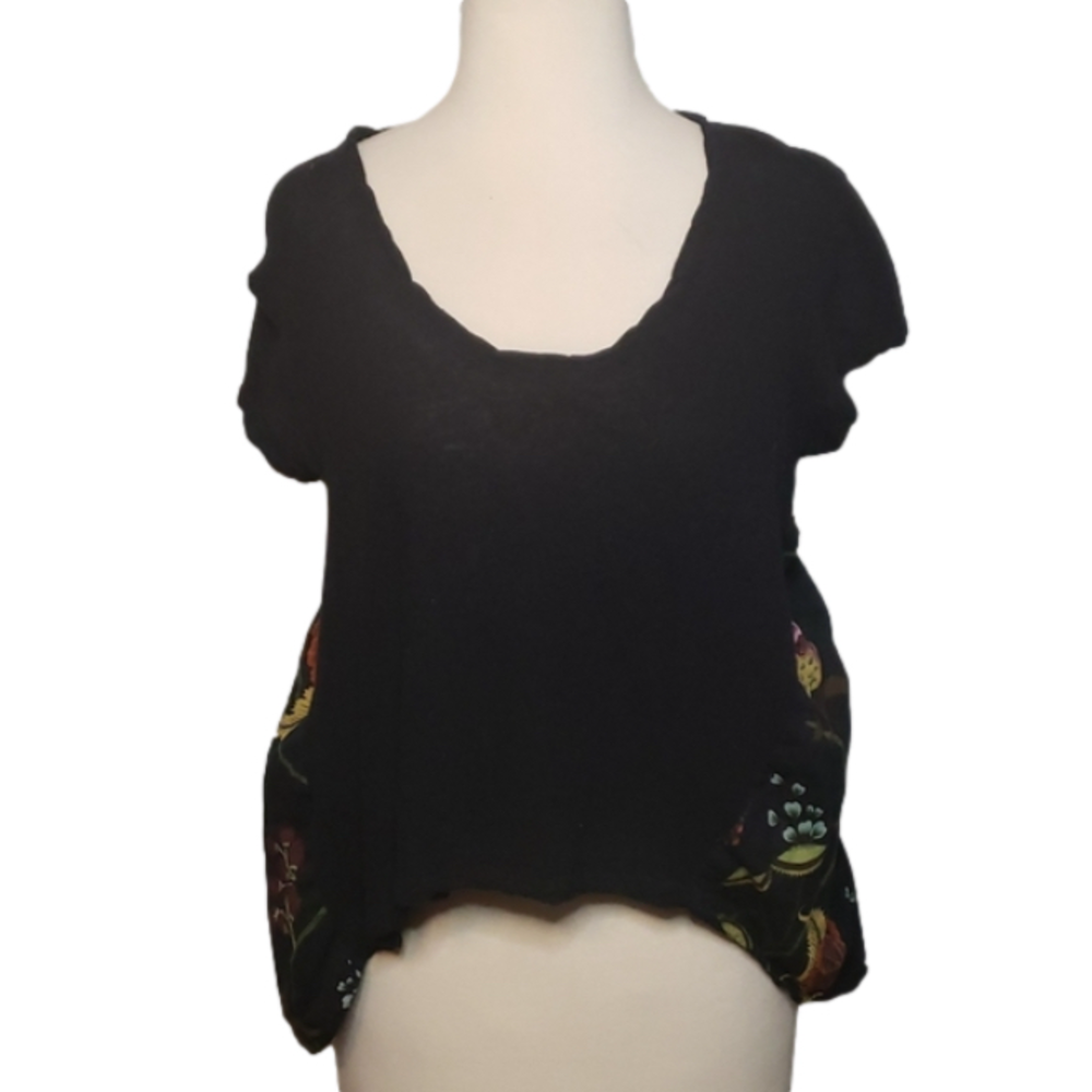 Anthropology Deletta Top S Black Floral